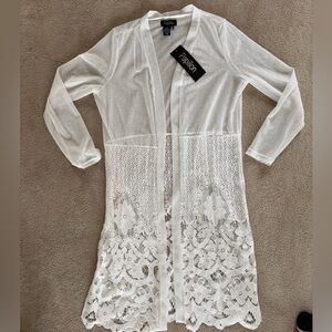 NWT Papillon Off-White Stretch Cardigan ( or beach coverup)